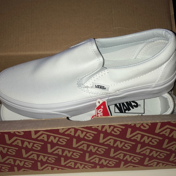 slip on vans all white